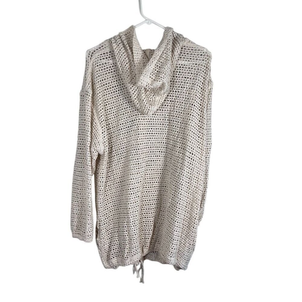 Baja Blue Swim Coverup S Cream Cardigan Hooded Boho Neutral Travel Beach Summer - Picture 7 of 12